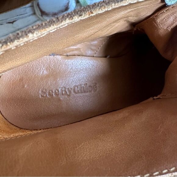 See By Chloe  Brown Suede Platform Wedge Ankle Booties - Picture 7 of 8